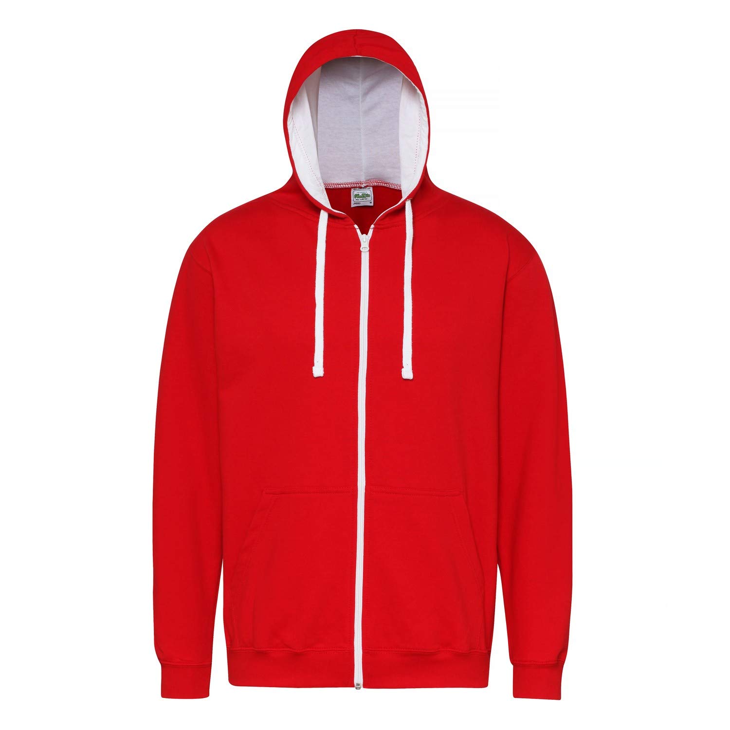 AWDis Just Hoods JH053 Unisex Varsity Zoodie - Fire Red/Arctic White - XL