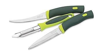 Stainless Steel Knife and Peeler Set, Green