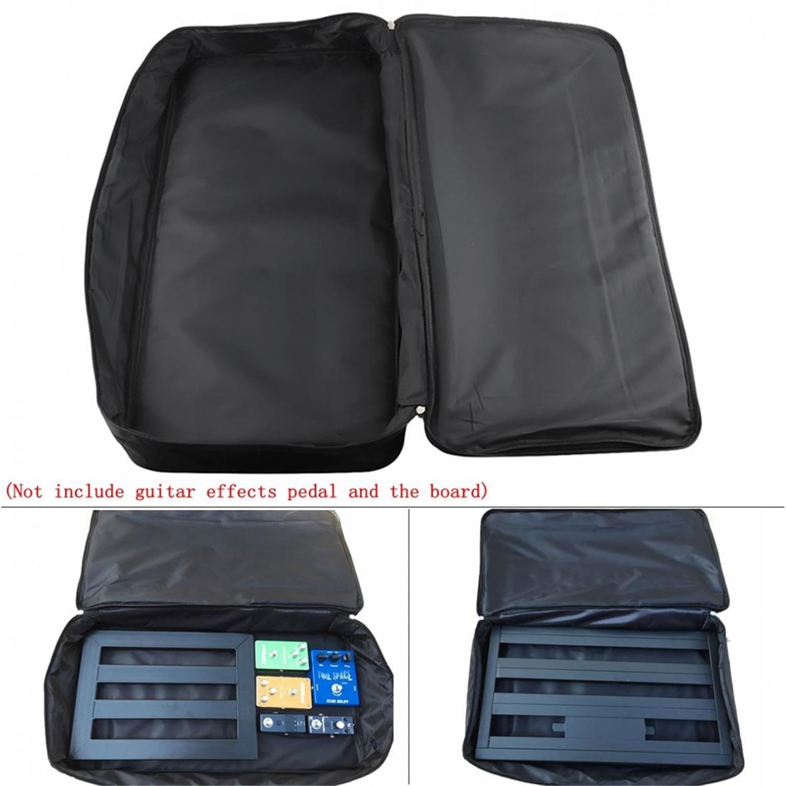 Bolsa de almacenamiento gran capacidad for tablero Pedal efectos, mango antideslizante ligero, funda transporte Universal estable, tela Oxford Para Pedales De Guitarra(Black)