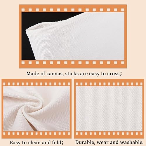 Miniatura 6 de GORGECRAFT 1 juego de funda de lona de repuesto para silla, color blanco, casual, para directores, asiento y respaldo de lona de repuesto con 2