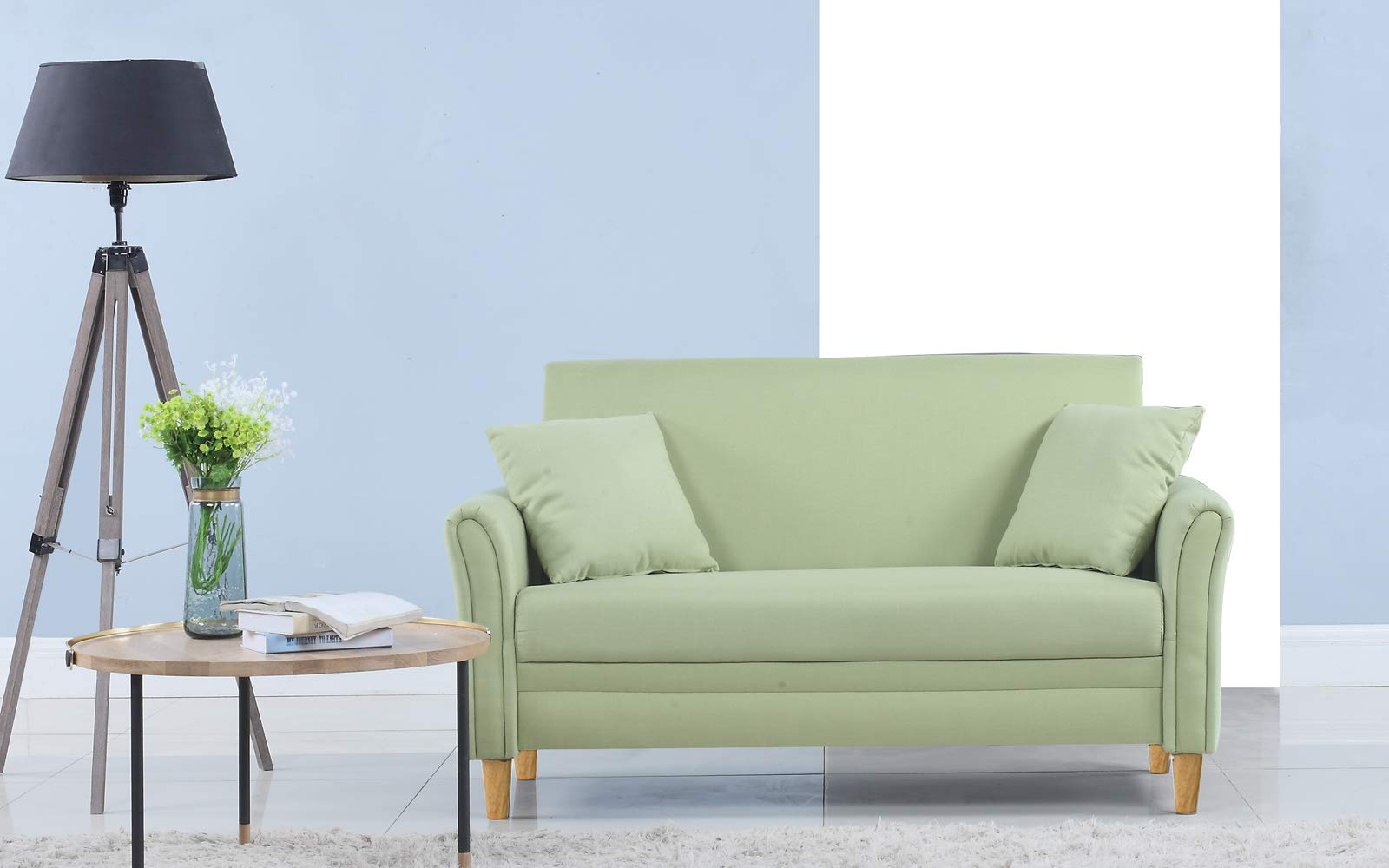 Dimensions diagram for Divano Roma Furniture Modern Linen Fabric Loveseat