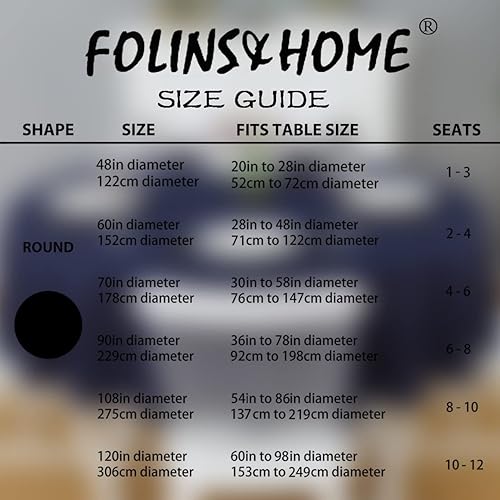 Miniatura 6 de FOLINS&HOME Mantel redondo azul marino de 48 pulgadas, impermeable, resistente, sin arrugas, tela de poliéster, a prueba de derrames, lavable, para