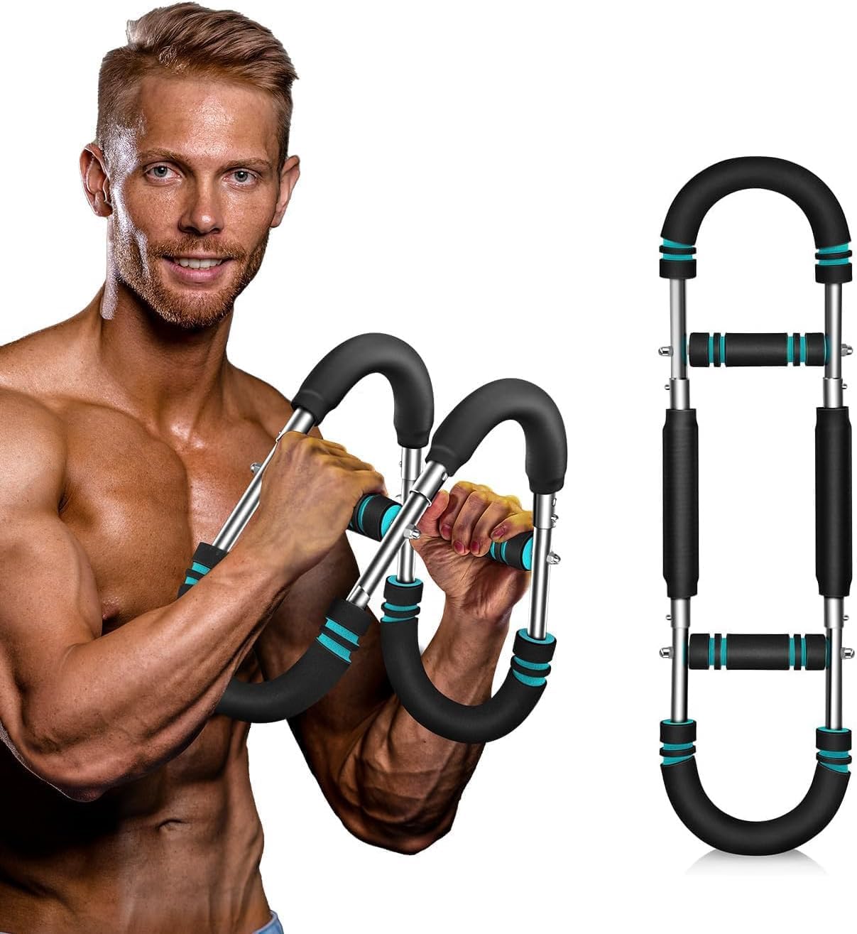 SINOCHIP Adjustable Power Twist Arm Trainer (30-120 lbs), Chest and Forearm Strength Training Bar, Anti-Bending Spring No Deformation, Portable Upper Body Home Fitness Equipment, Unisex