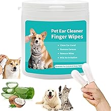 SWOPPLY 50 Pcs Dog Pet Ear Cleaning Wipes,Cats Ear Finger Wipes Disposable Pet Grooming Cleaning Finger Cover Cot Wet Wipes, Non-Woven Ear Cleaning Wet Wipes Protecting Cat Dog Ear Health