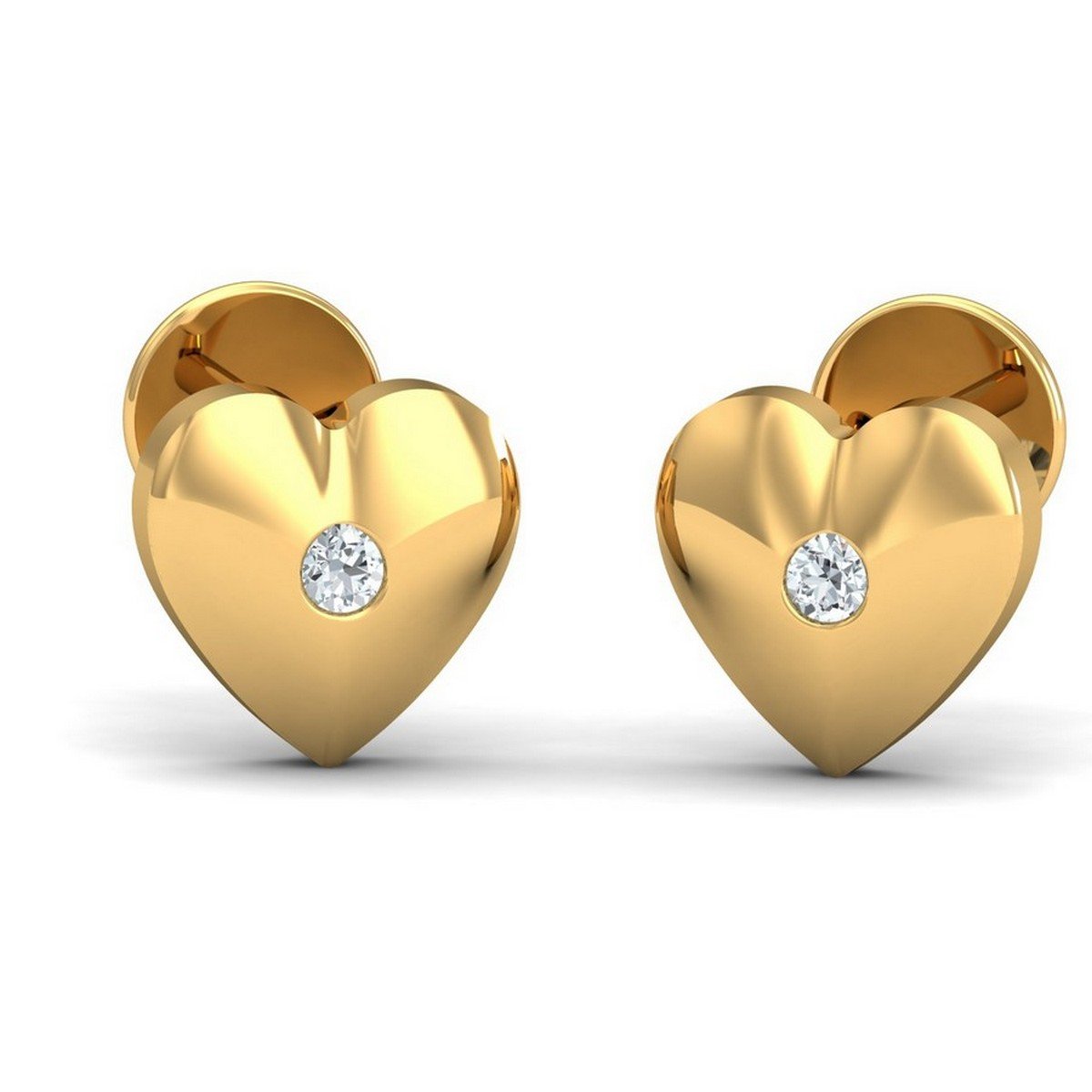 kuberbox 18KT Yellow Gold Diamond Cheeky Heart Stud Earrings for Women-picture-21