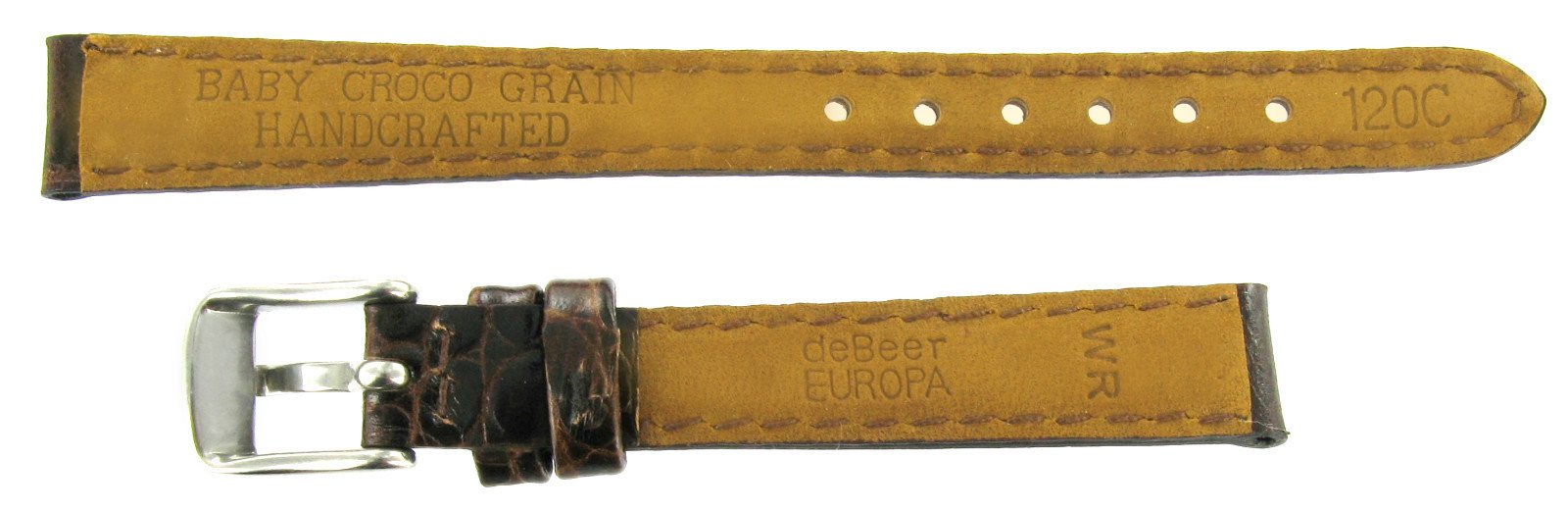 14mm DB Baby Crocodile Grain Havana Padded Stitched Watch Band Strap