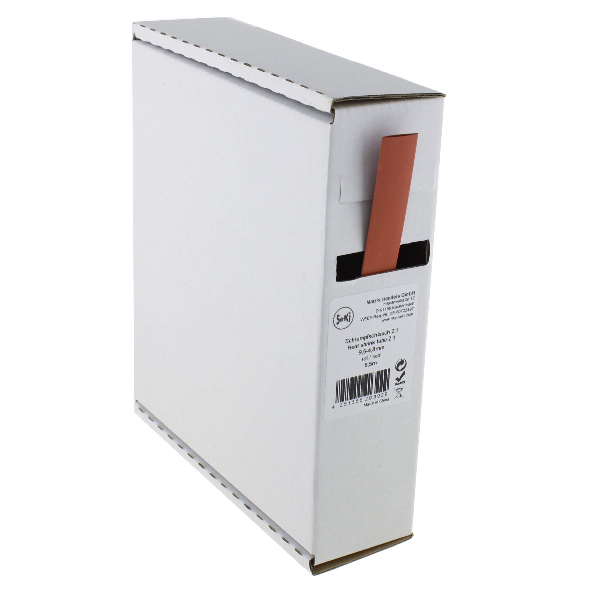 Tubo Termoretraibile Rosso 2:1, 9,5 – 4,8 Mm, 6,5 Metri, Dispenser - Foto 2