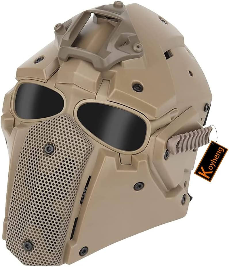 Koyheng Airsoft mask, Tactical Helmet Full face mask with Side Rails and NVG Bracket Protective mask