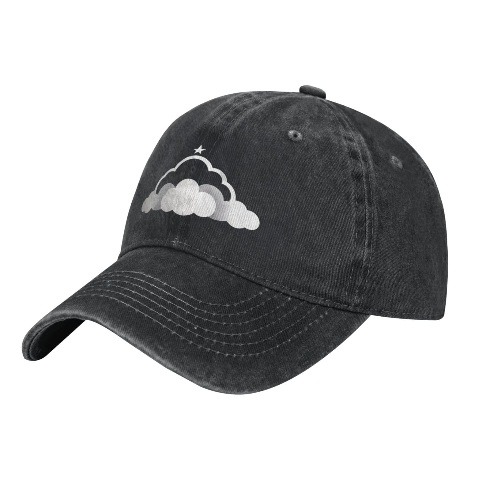 Gpkgsigt Black Cloud Halo on The Cloud Printing Washed Cowboy Baseball Cap for Adults - Stylish and Breathable Hat