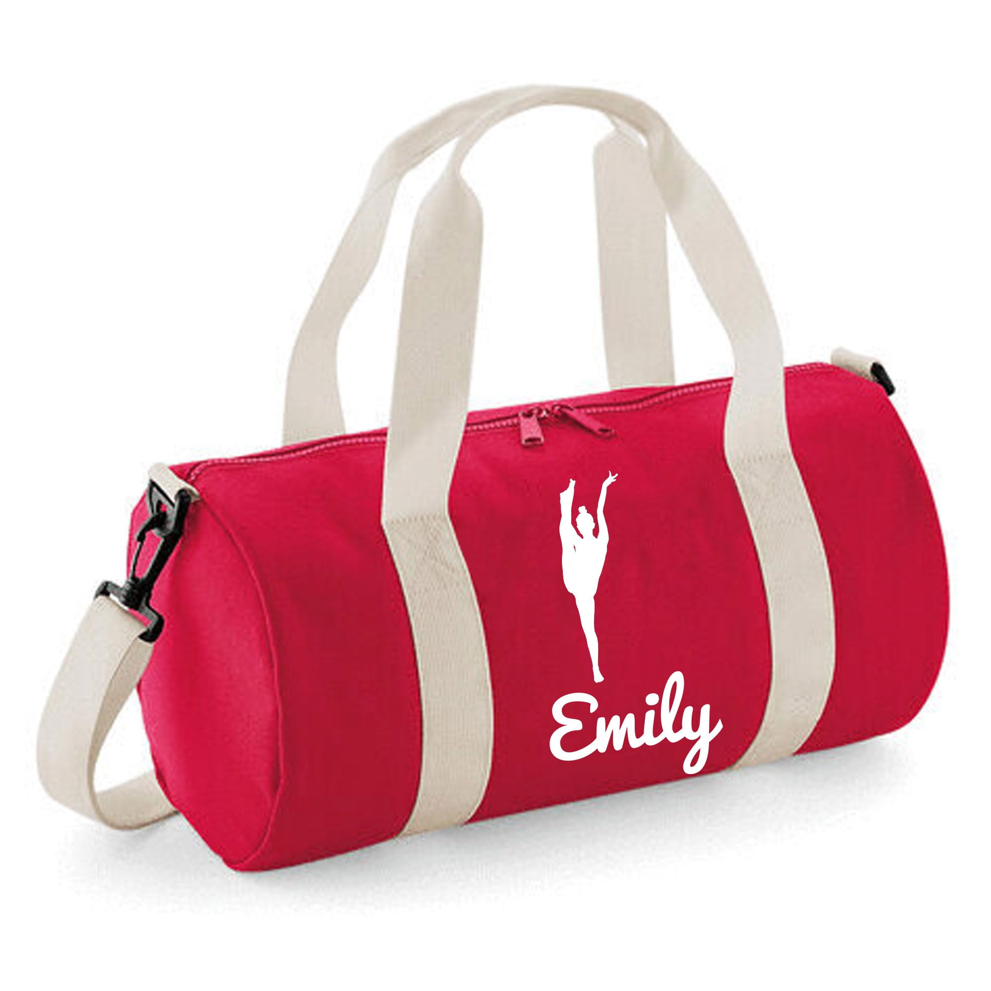Personalised Gymnastics Bag Girls Dance Bags for Girls Kids Gym Bag Perfect Gymnastics Gifts & Sports Equipment Storage 20x20x40cm 12L Standing Splits Design Barrel Bag for Gymnastics Red