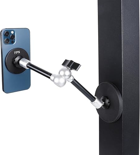 Magsafe - Soporte magnético dual para teléfono Magsafe, soporte de teléfono resistente con brazo mágico de 10 pulgadas de largo para gimnasio,
