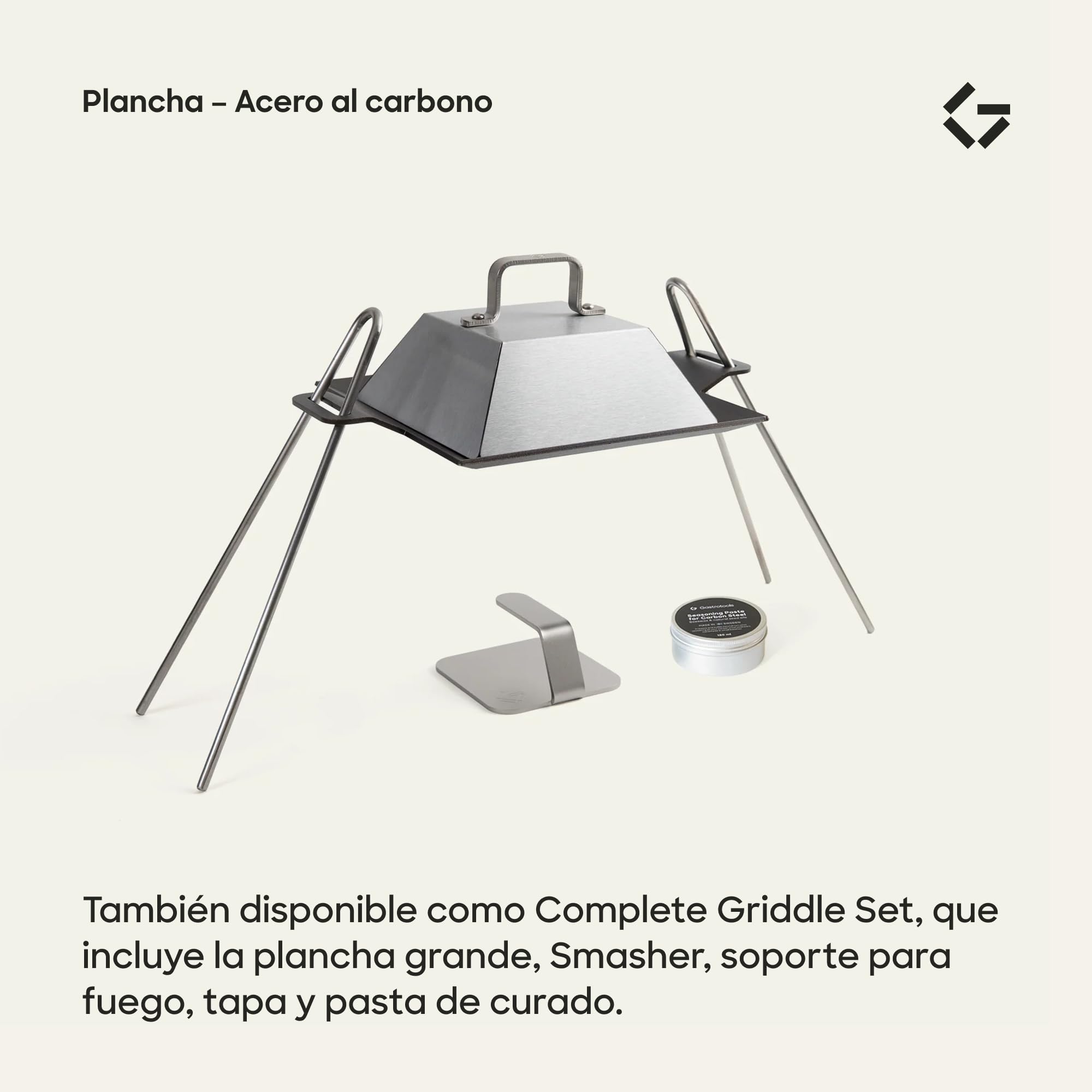 Gastrotools Plancha de Asar Sueca de Acero al Carbono 39x27cm – Antiadherente Natural, Sin PFAS – Interior y Exterior – Apta para Fuego, Horno, Inducción y Gas – Hasta 650°C (Small (39cm x 27cm))