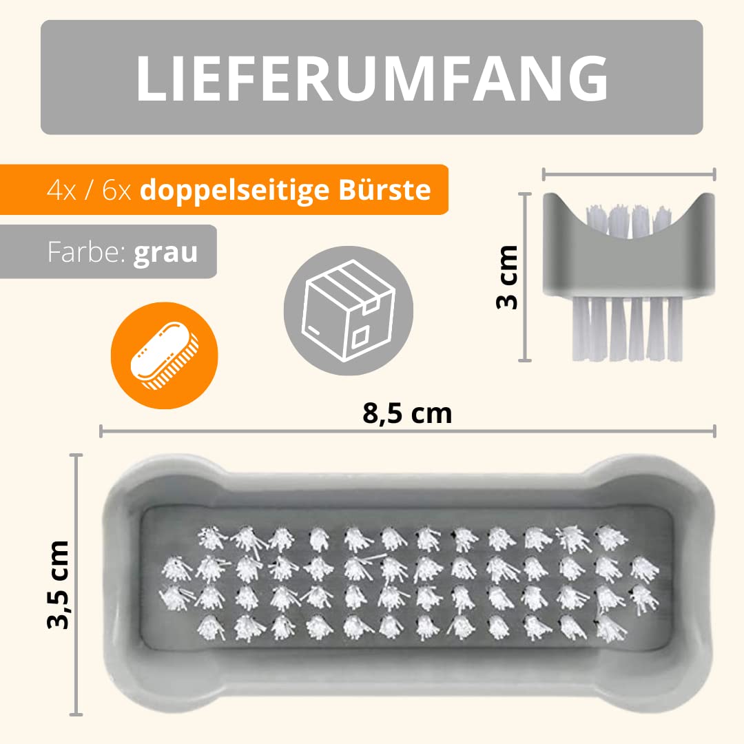AMATHINGS Dwustronna szczotka do mycia rąk do dokładnego uniwersalnego czyszczenia (kolor szary) – szczotka do paznokci (6 sztuk) – szczotki do czyszczenia powierzchni i rąk
