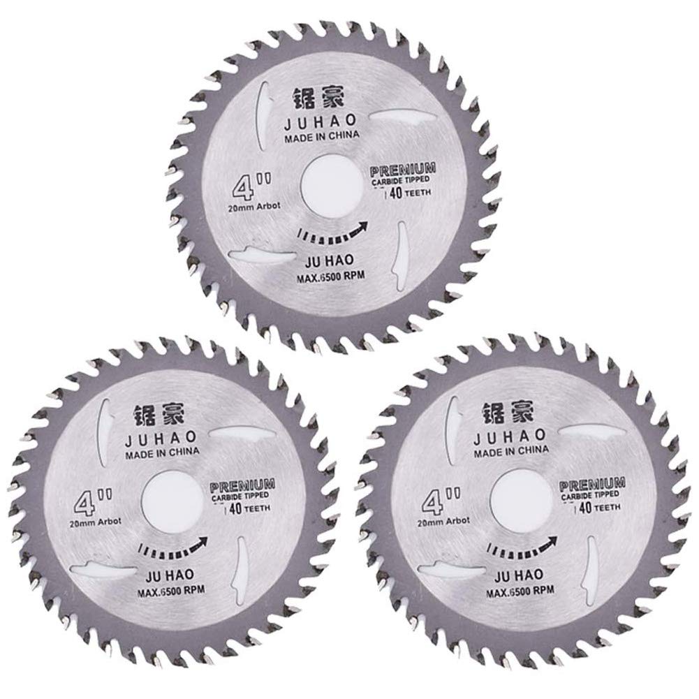 BETOY 3 Piezas Hoja de Sierra Circular, Disco de TCT Hojas de Sierra Circular Disco de corte giratorio de plata, para Madera Contrachapada corte de madera 110 mm x 20 mm 40 Dientes
