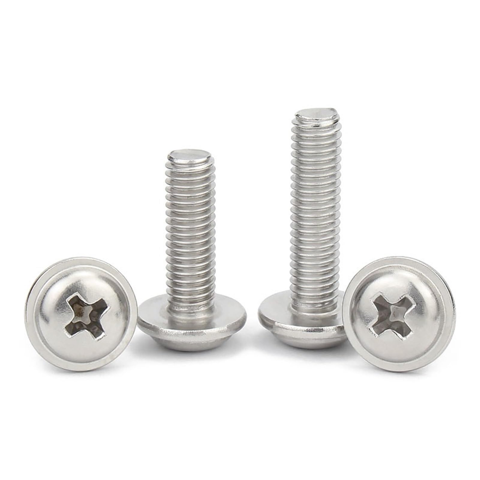 Viti a testa tonda M1.4/2 /2.5/3 /4/5 con rondella in acciaio inossidabile 304 con intaglio a croce, lunghezza 3 mm-50 mm(M3x3mm 100pcs)
