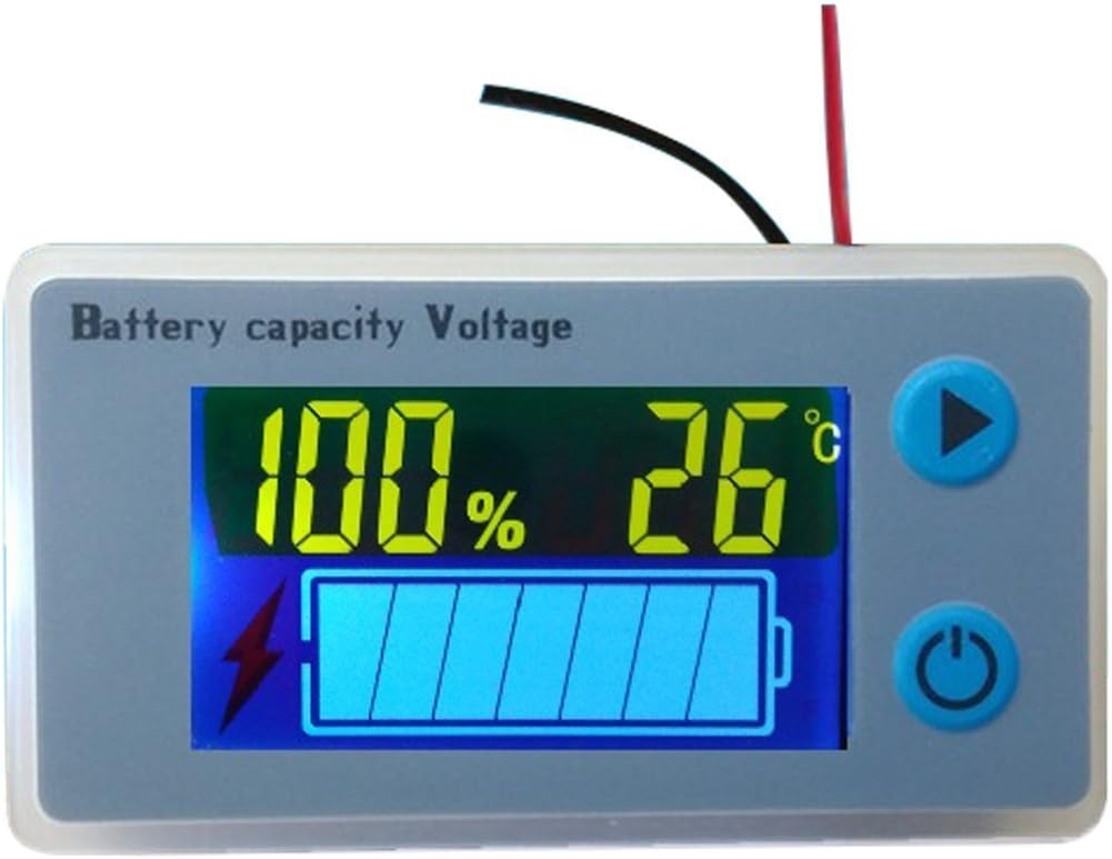 Multifunction LCD Battery Capacity Meter Voltmeter with Temperature Display Battery Fuel Gauge Indicator Voltage Monitor (12V)