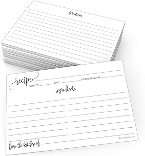 321Done Recipe Cards, Made in USA - From the Kitchen Of, 4x6 Black and White Modern Minimalist, Large Double-Sided for Weddings, Bridal Shower - Set of 50