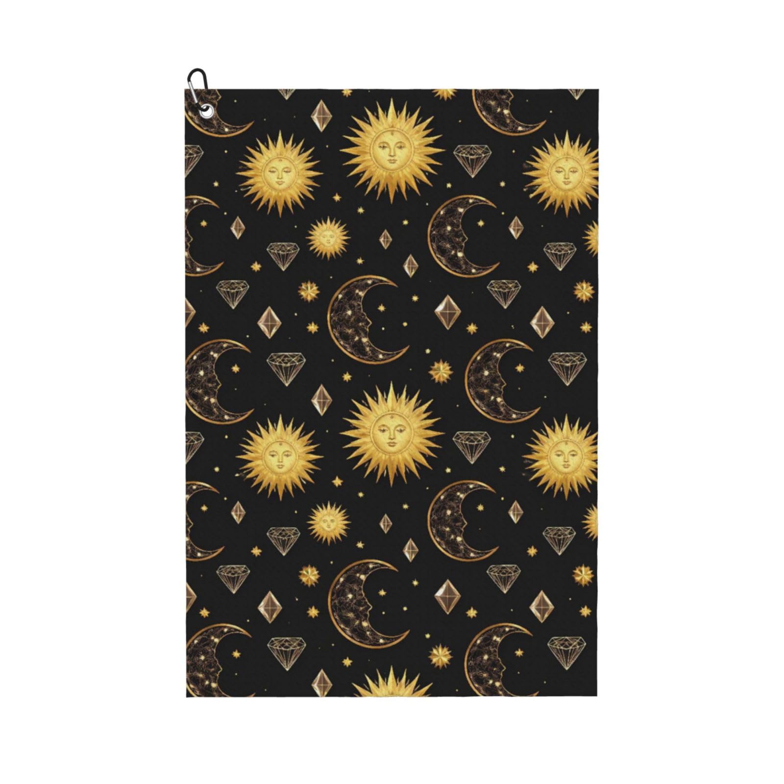 BSDFGSDD Sun Moon Star Gold Black Golf Towel 24 x 16 inches