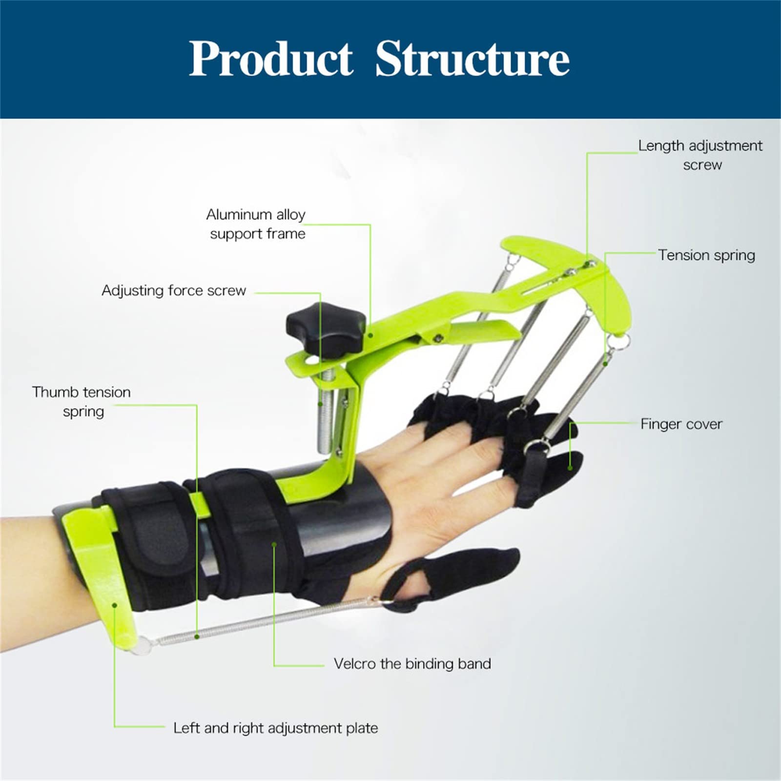 Corrector de Postura de Mano, Entrenamiento de rehabilitación de Fisioterapia ortesis de Dedo de muñeca dinámica para reparación de tendón de hemiplejia apoplejía