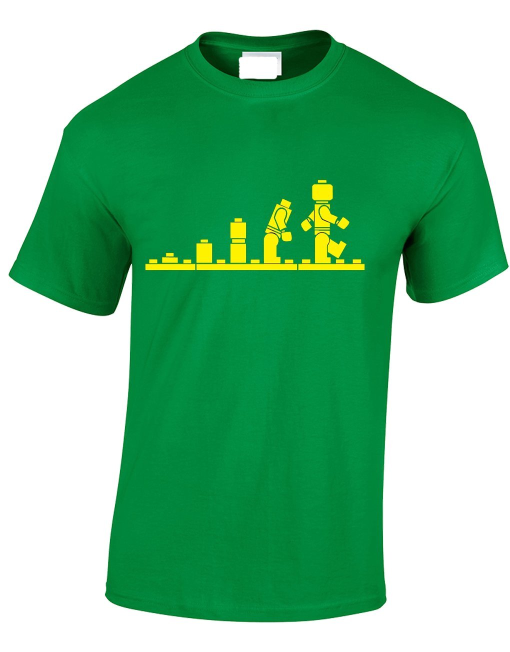 Crown Designs Evolution of Bricks Cool Funky Geek Nerd for Men & Teenagers T-Shirts Tops - Green/Medium