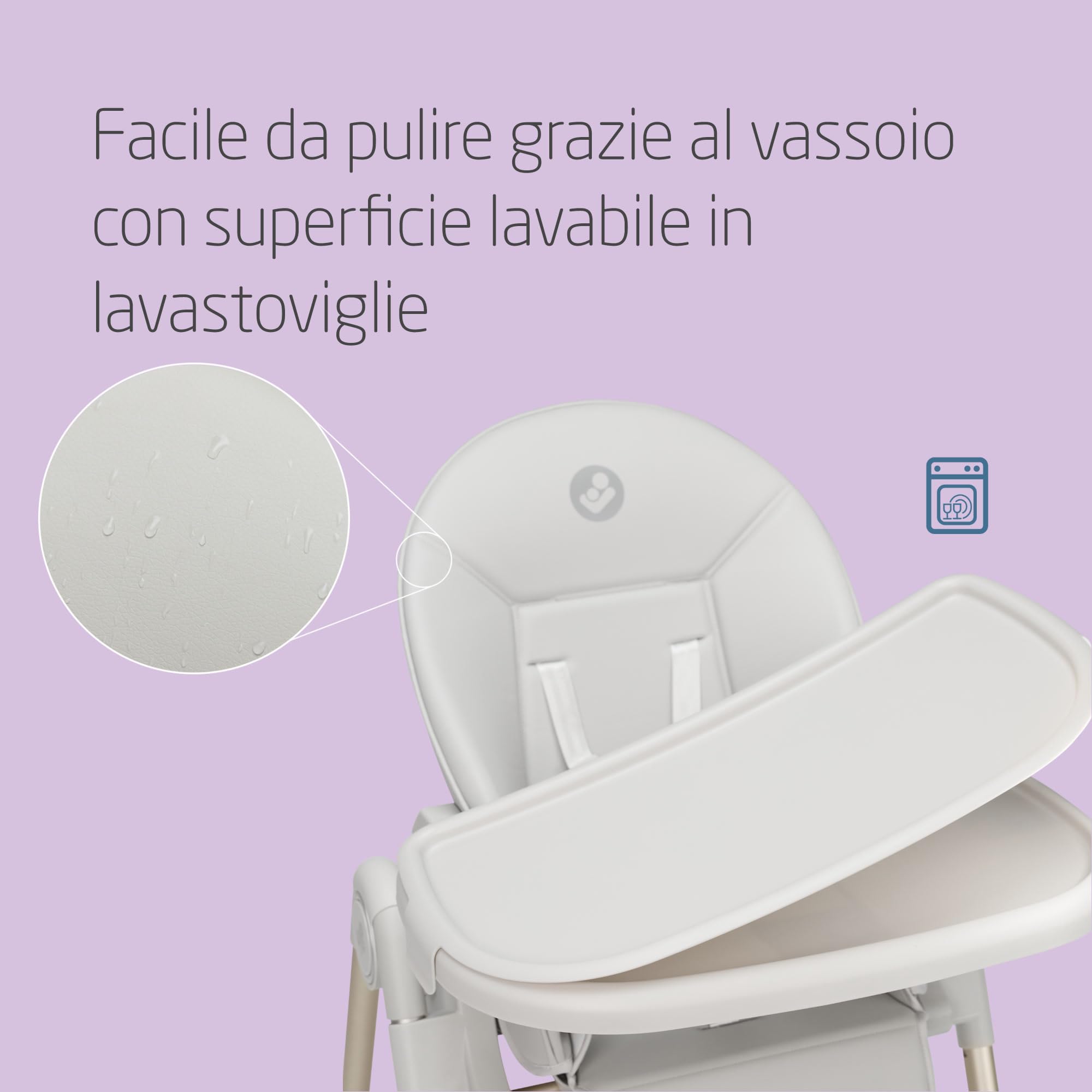 Maxi-Cosi Ava2,Seggiolone Pappa 0-3 Anni (Fino a 15 kg), Seggiolone Pieghevole Compatto, Leggero (9,45 kg), 5 Reclinazioni e 6 Altezze, Vassoio Rimovibile Con Una Mano, 2 Ruote, Elegance Beige