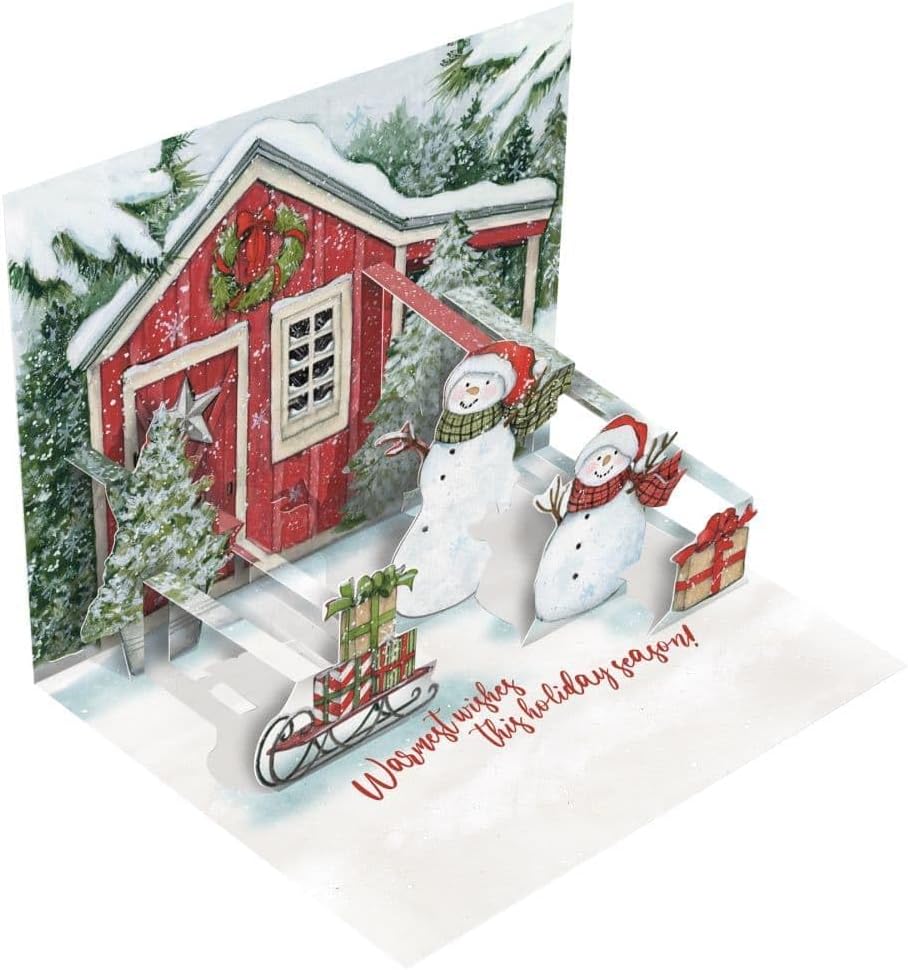 Lang, Snowman's Farmhouse Popup Card