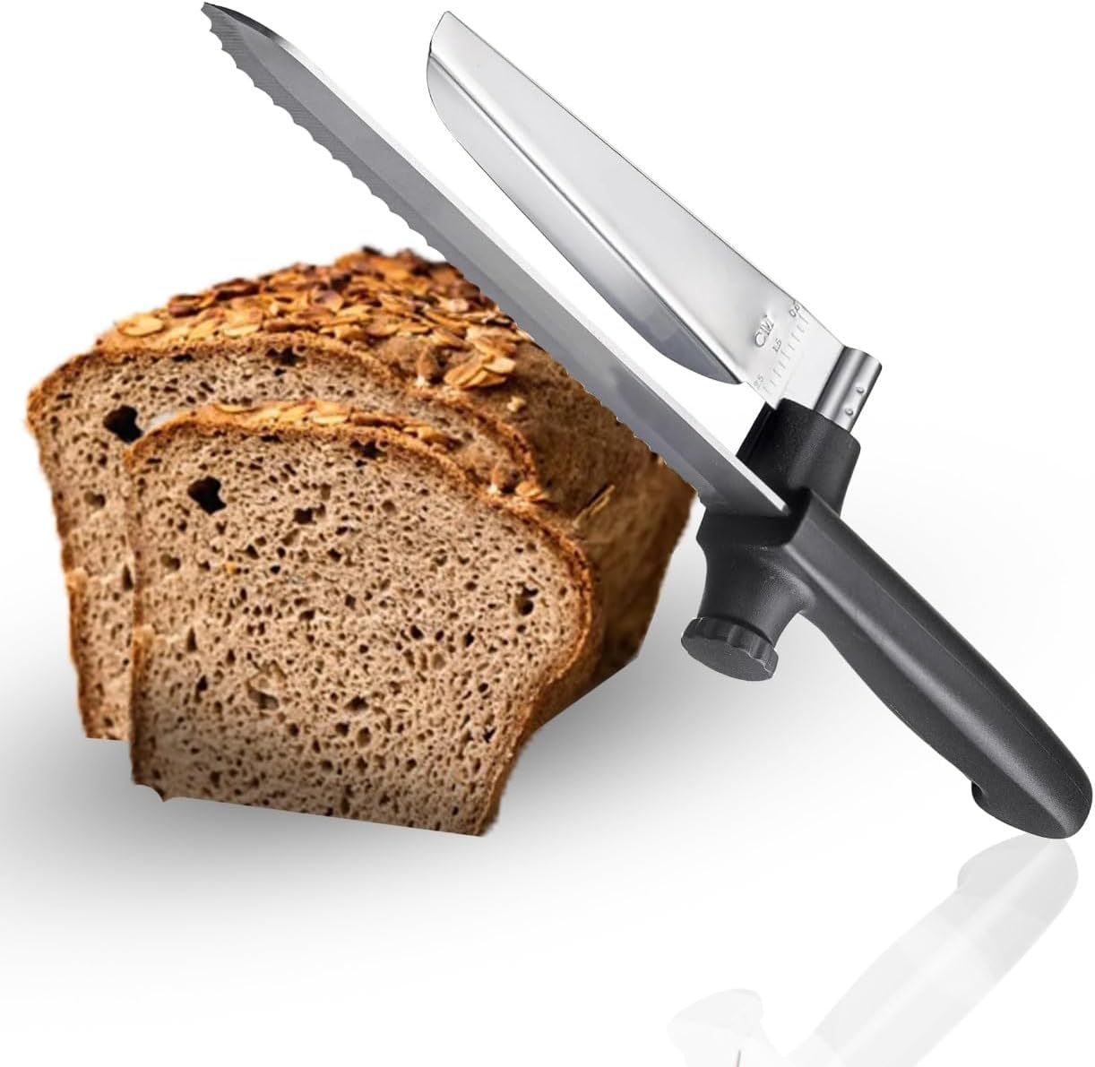 Bread Slicer for Homemade Bread, Sourdough Baking Supplies, Cake Knife, Sour Dough tools, Lame, Scoring Tool, Serrated Knives, Accessories for Sourdough Rounds, Adjustable Slicing Guide.