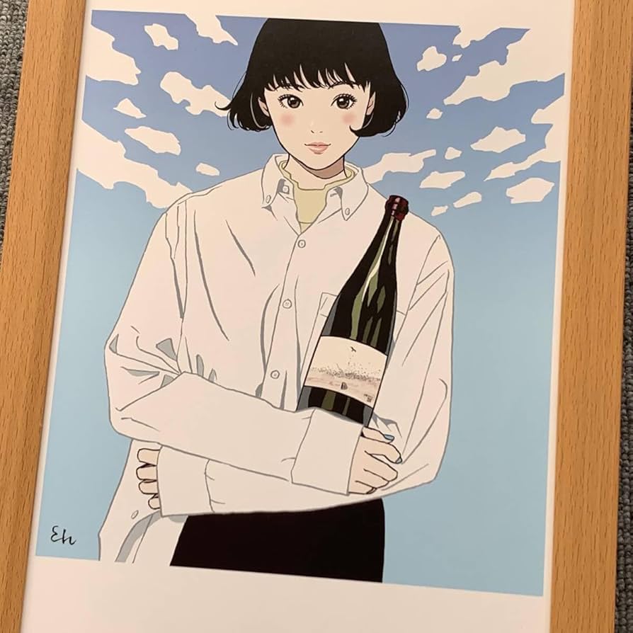 ライオン絵画 肉筆手描き 油彩 江口寿史「人物」サインF6サイズ 額装