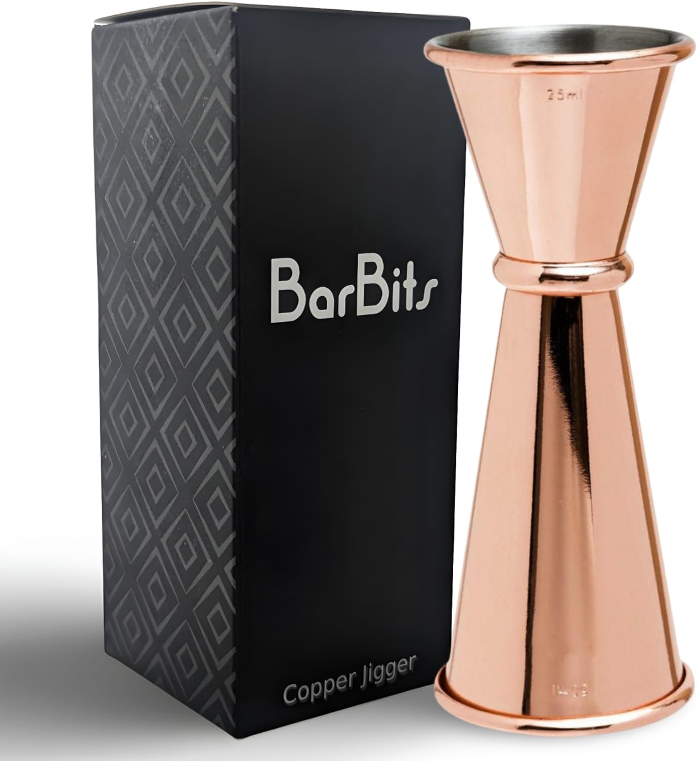BarBits Copper Jigger Measure - 25ml & 50ml Double Sided Spirit Thimble Measure Cocktail Mixing