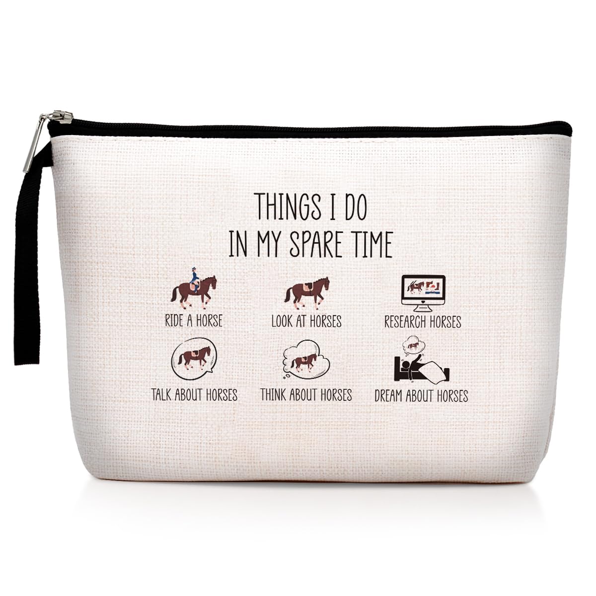 Horse Makeup Bag Horse Gifts for Girls Women Funny Birthday Christmas Gifts for Horse Lovers Equestrian Cowgirls Daughter Niece Mom Friends Aunt Sister cosmetic bag - Things I Do In My Spare Time