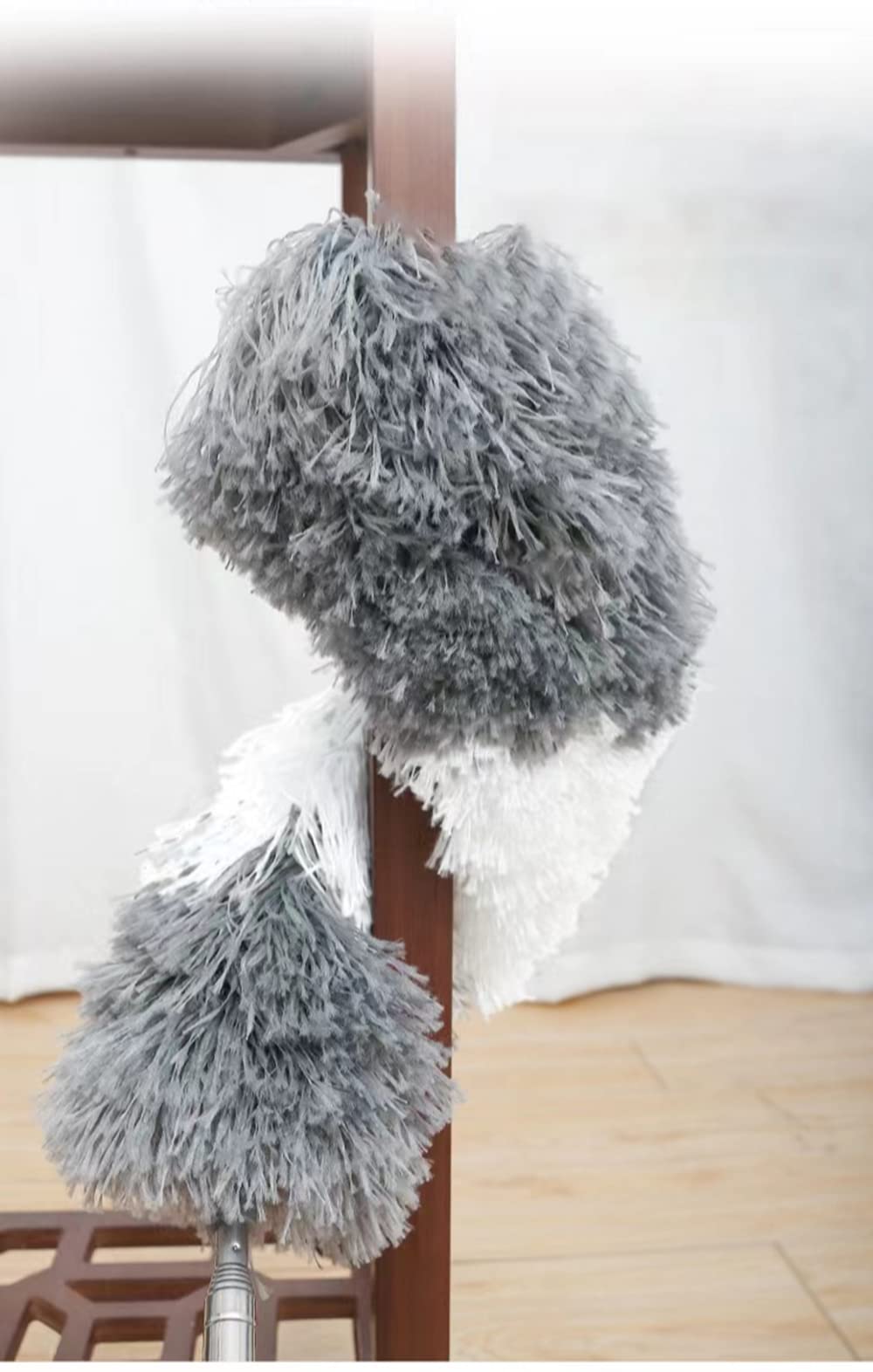 DimyFew Duster Telescopico con Testa Pieghevole per Rimozione Polvere E Manico Estensibile, Grigio