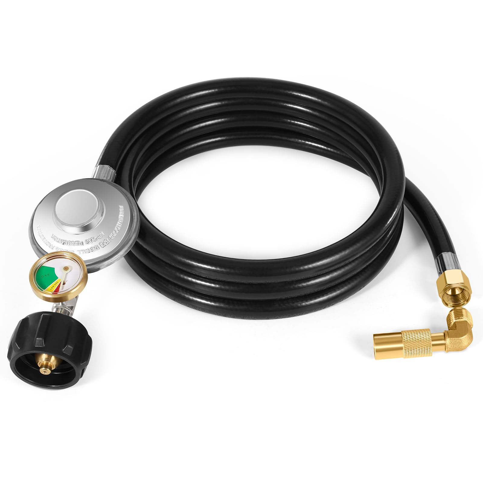 WADEO 7 Feet Propane Adapter Hose, Propane Regulator with Hose and Elbow Adapter for 17"/22" Blackstone Griddle, Gas Grill Regulator and Hose for Most LP Gas Grill, Heater and Fire Pit Table