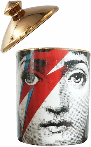 Big Eye - Tarro de vela de aromaterapia con tapa de cerámica para maquillaje, soporte para hisopos de algodón para el hogar, chimenea, cocina,