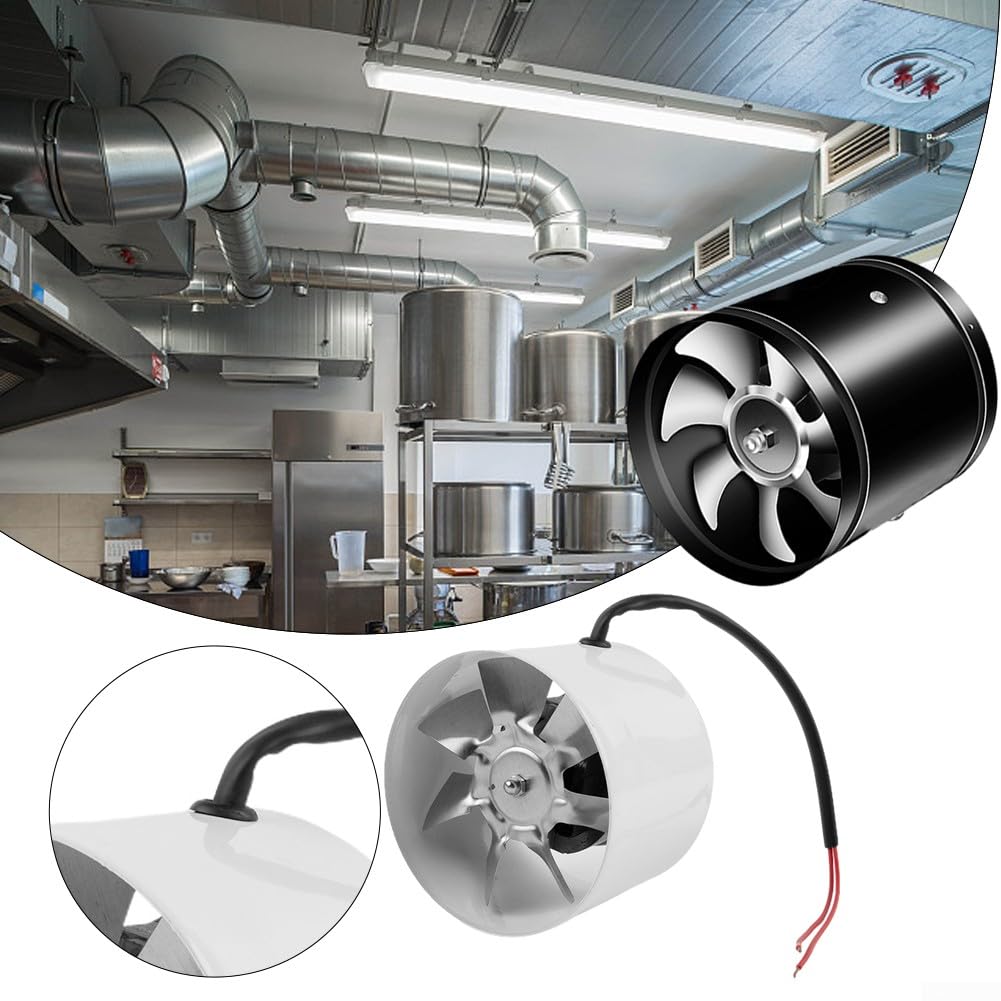 SPORTARC Abluftventilator, geräuscharmer Inlinekanal Booster Abluftventilator, 150 mm Abluftventilator, Rauchabsaugkanalventilator 600 m³/h Inline-Rohrventilator Leise Weiß