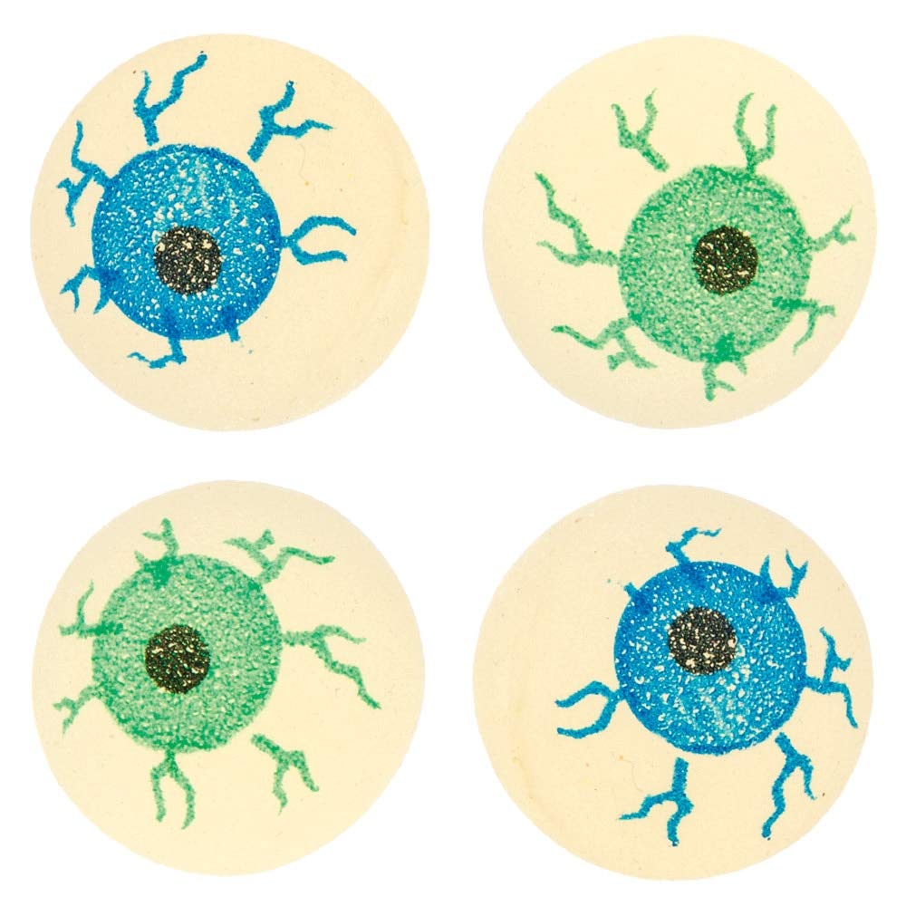 Baker Ross AW950 Eye Ball Bouncy Ball - Pack Of 6, Glow In The Dark Bouncy Rubber Toy for Halloween Trick or Treats