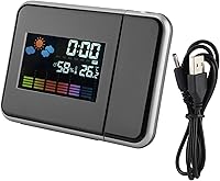 Vista 6 de Akozon Reloj despertador de proyección Digital LED Pronóstico del tiempo Calendario Pantalla Reloj despertador Temperatura Humedad Monitor Medidor