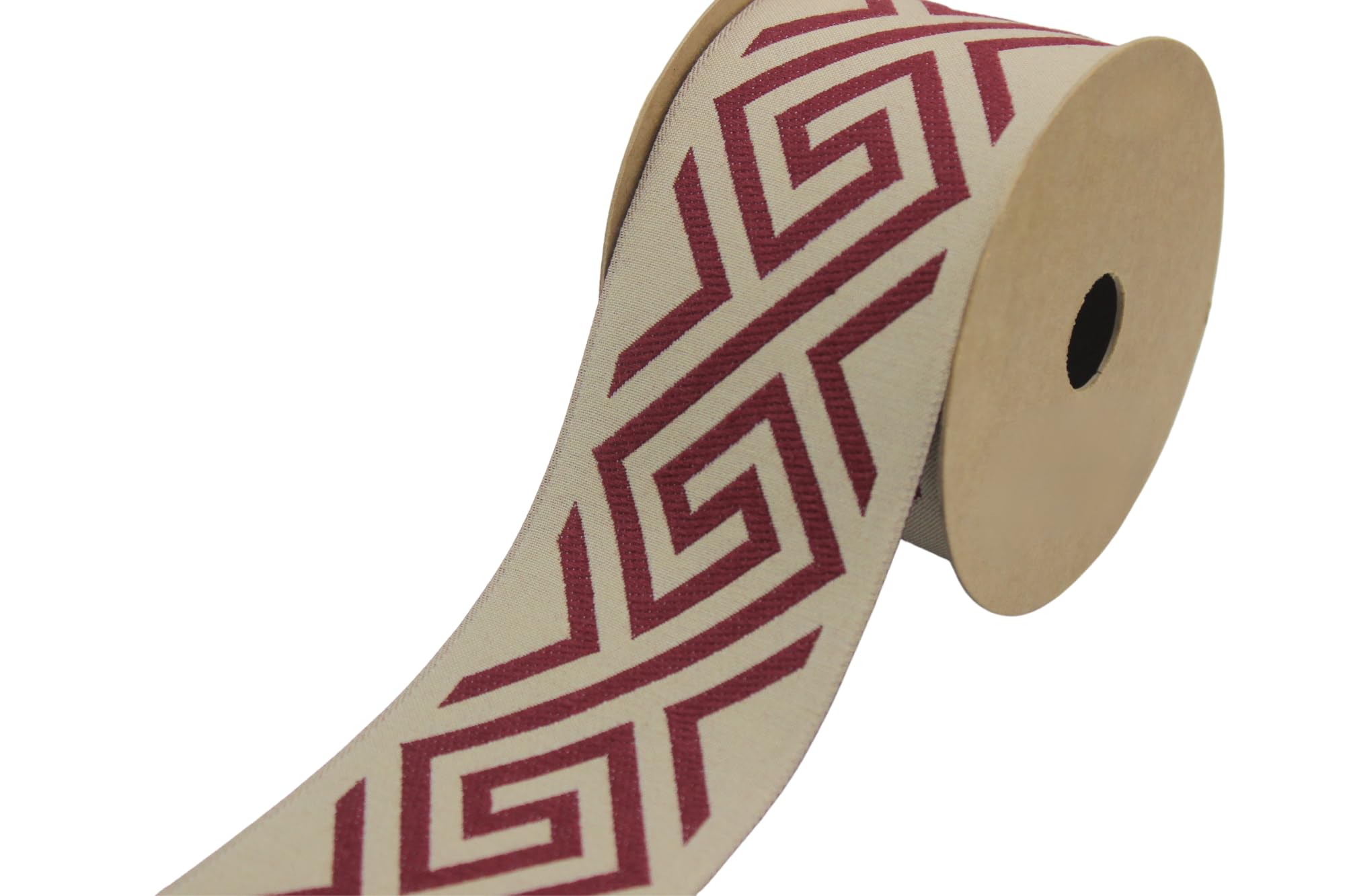 Ruban jacquard brodé rouge bordeaux de 3,8 m pour réparer et embellir des draperies ternes