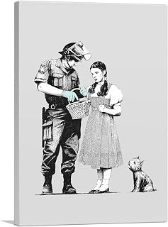 ARTCANVAS Dorothy Police Search Canvas Art Print Stretched Framed Painting Picture Poster Giclee Wall Decor by Banksy - 12" x 8" (0.75" Deep)