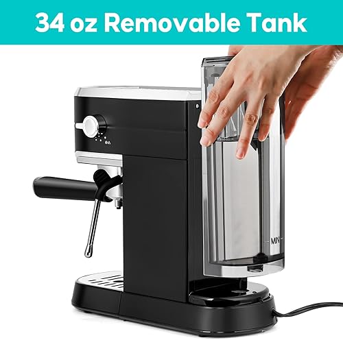 Miniatura 4 de CASABREWS Máquina de café expreso de 20 bares, cafetera de café espresso de acero inoxidable con espumador de leche, máquina de capuchino compacta