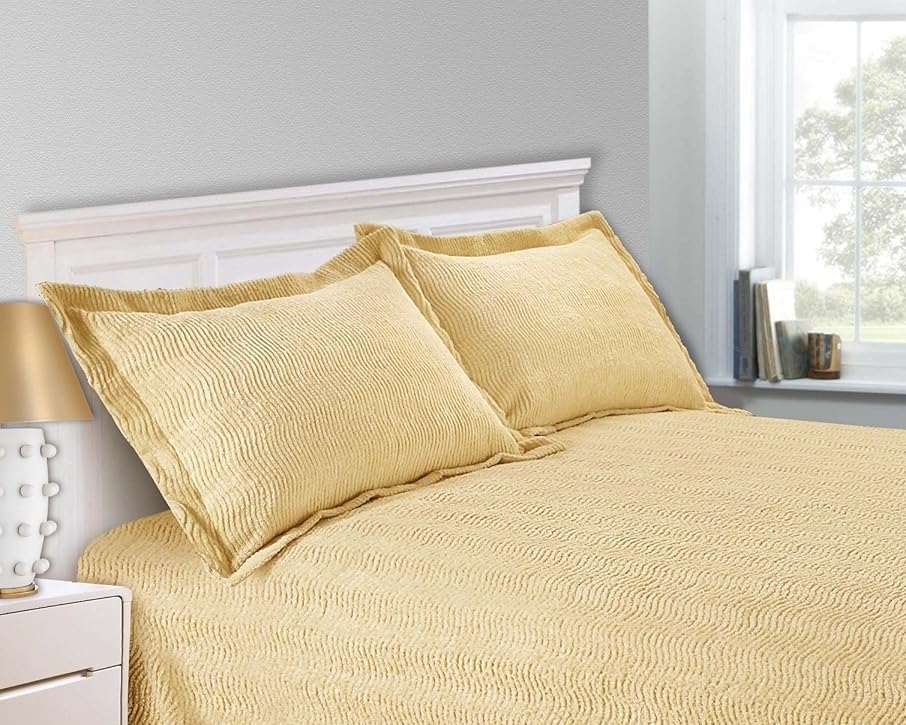 Sapphire Collection SC Harvest Candlewick Bedspread Traditional Bed Throw Size Single Double & King (Oxford Pillowcase Cover Only)