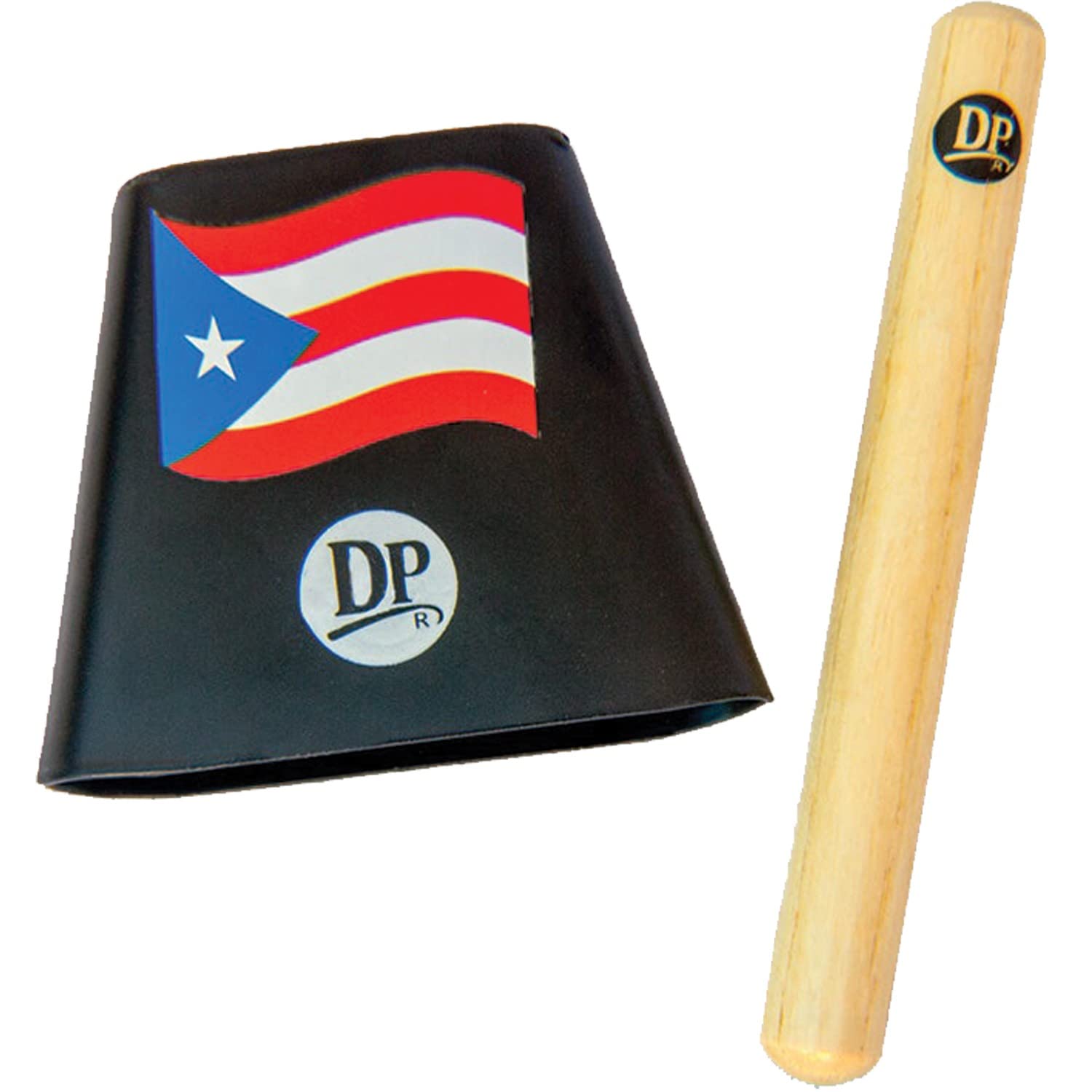 DP Music Puerto Rico Flag 4 Inch Metal Cow Bell Noise Maker with Beater - Cowbell for Sporting
