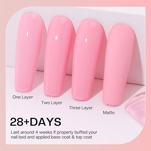 Miniatura 9 de Morovan Kit de esmalte de uñas de gel juego de 12 colores de esmalte de uñas de gel con luz U VLED, colección clásica, esmalte de gel rosa nude,