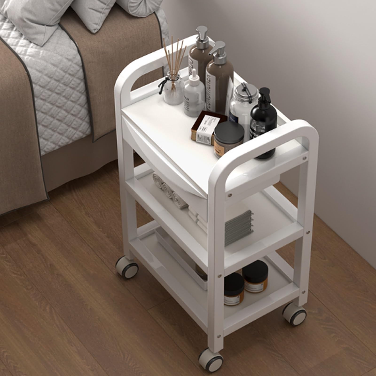 Cocina Carrelli mobili, Scaffali portaoggetti multilivello da pavimento a , for salone di bellezza, , Cucina, Bagno, Piccoli carrelli soggiorno Estante de almacenamiento(Gris)