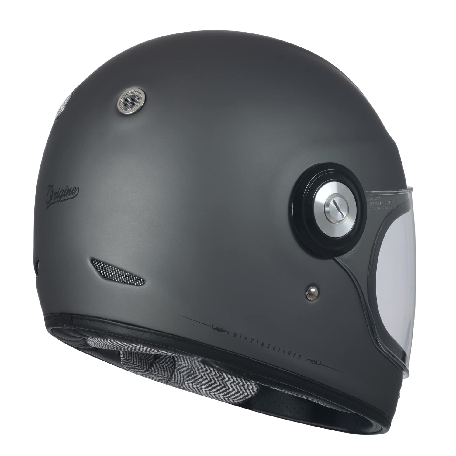ORIGINE Casco Moto Integrale in Fibra di Vetro Stile Cafe Racer Omologato ECE con Visiera