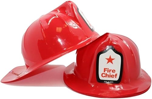 Sombreros de bombero de bombero de tamaño infantil (paquete de 12) cascos de plástico para niños (1 paquete de 12)