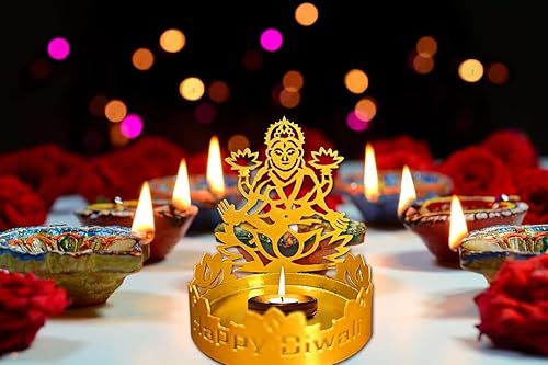 Miniatura 8 de Hying Diwali - Estatua de sombra de vela Diwali OM Lotus Shadow Lamps Deepawali Soporte tradicional para velas de té Festival de luces Shadow Diya