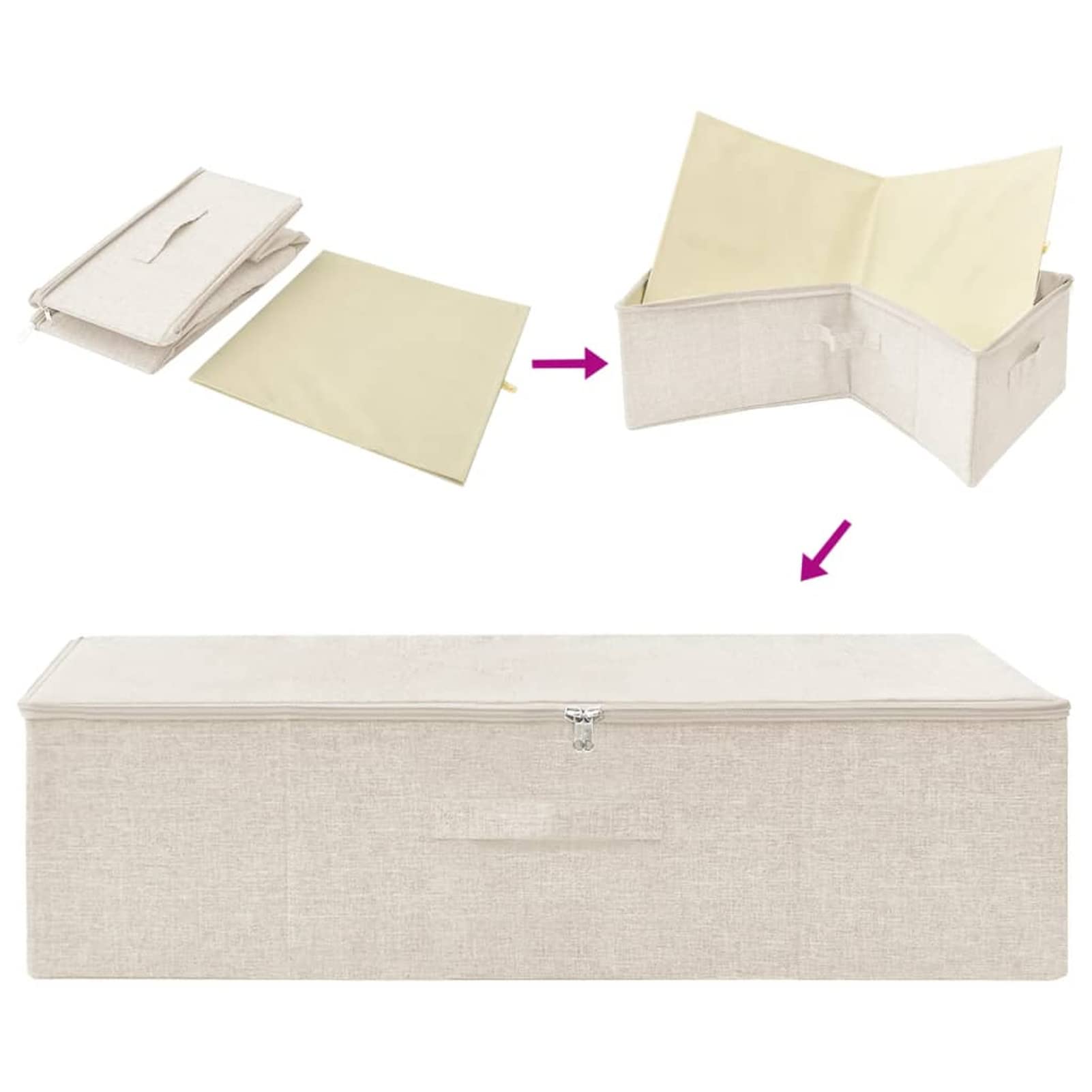 ZEYUAN Aufbewahrungsboxen 2 STK Spielzeugkiste, Aufbewahrungskiste, Kleideraufbewahrung, Kleideraufbewahrung & Organisation, Stoff 70x40x18 cm Creme
