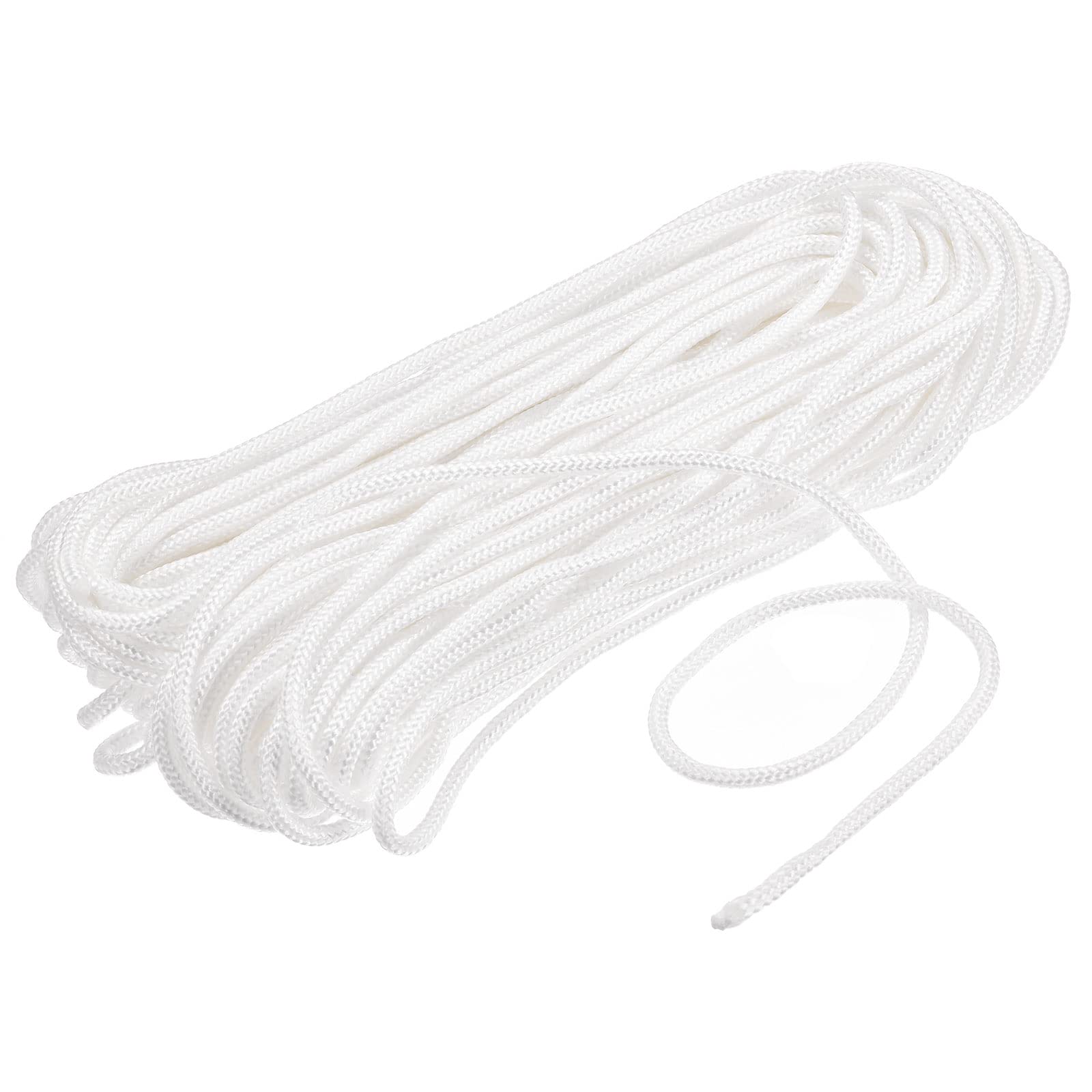 MECCANIXITY Nylon Rope Solid Braided 1 Roll of 0.15 Inch x 98.4 Foot Rope for Bundling, Clothes Rope, Flagpole Rope, Packaging Rope, White 4mm x 30m(D x L)
