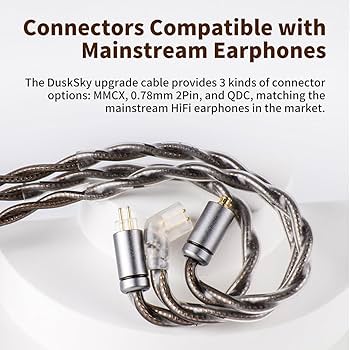 【ケイサンクス】◆◆NICEHCK HK6◆MMCX 6BA◆ NICEHCK DuskSky IEM Cable, 6N Pure Silver Earbud Cord, 7N