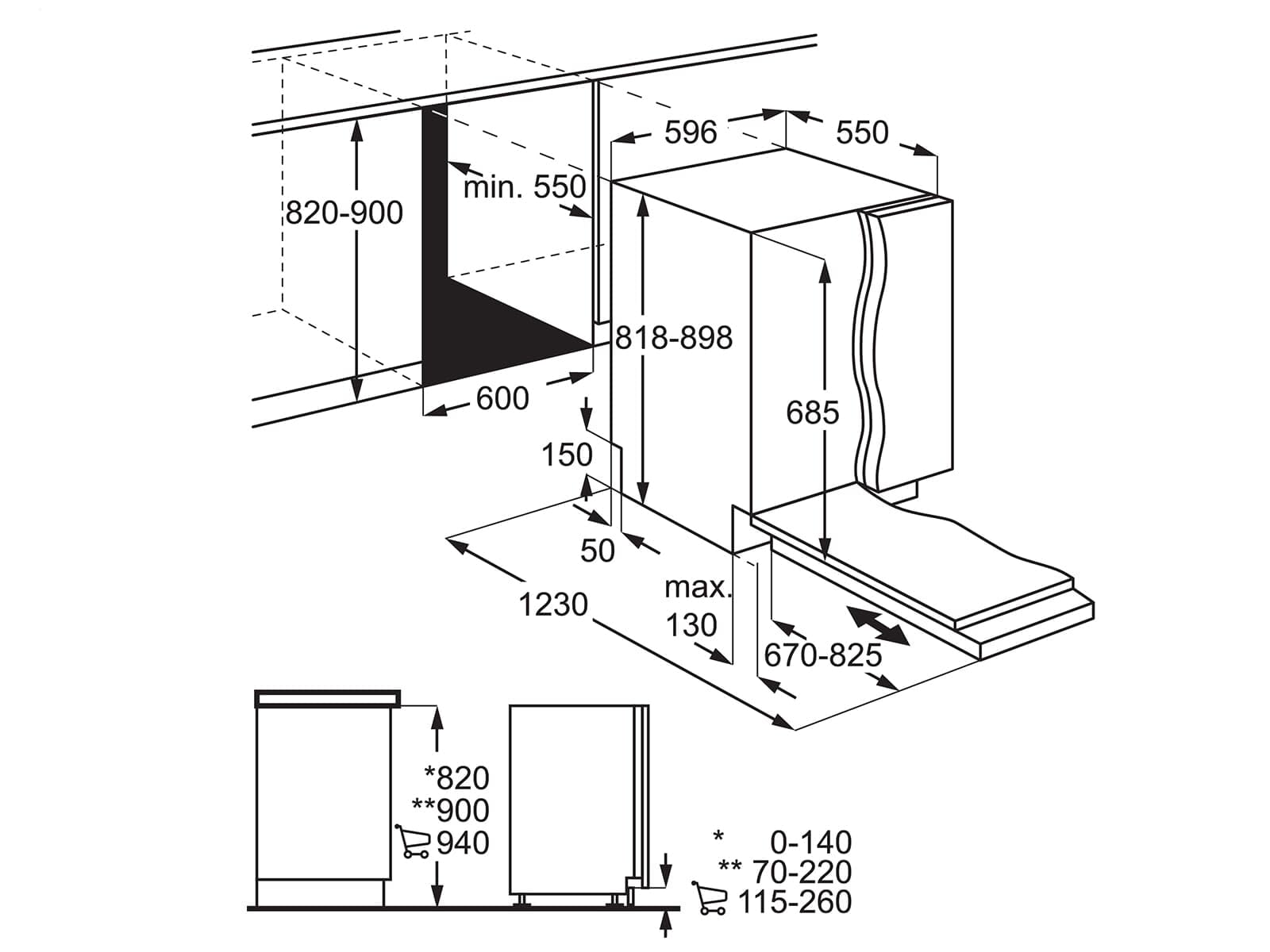 AEG FSK83837P - Lavavajillas XXL (integrable, integrado)